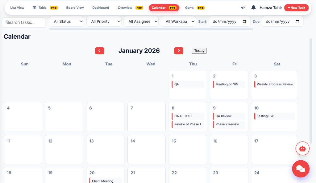 Calendar View